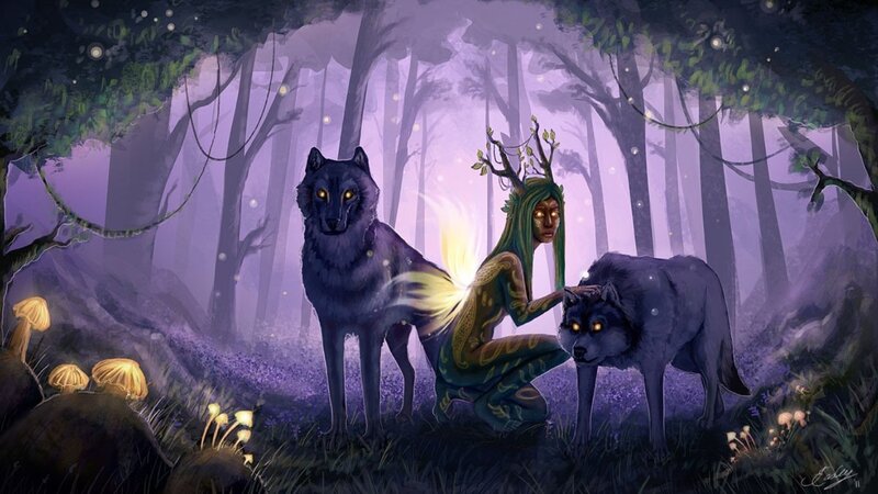 Elf with Two Wolves