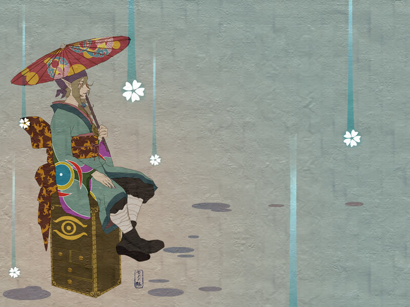 elf with umbrella in rain
