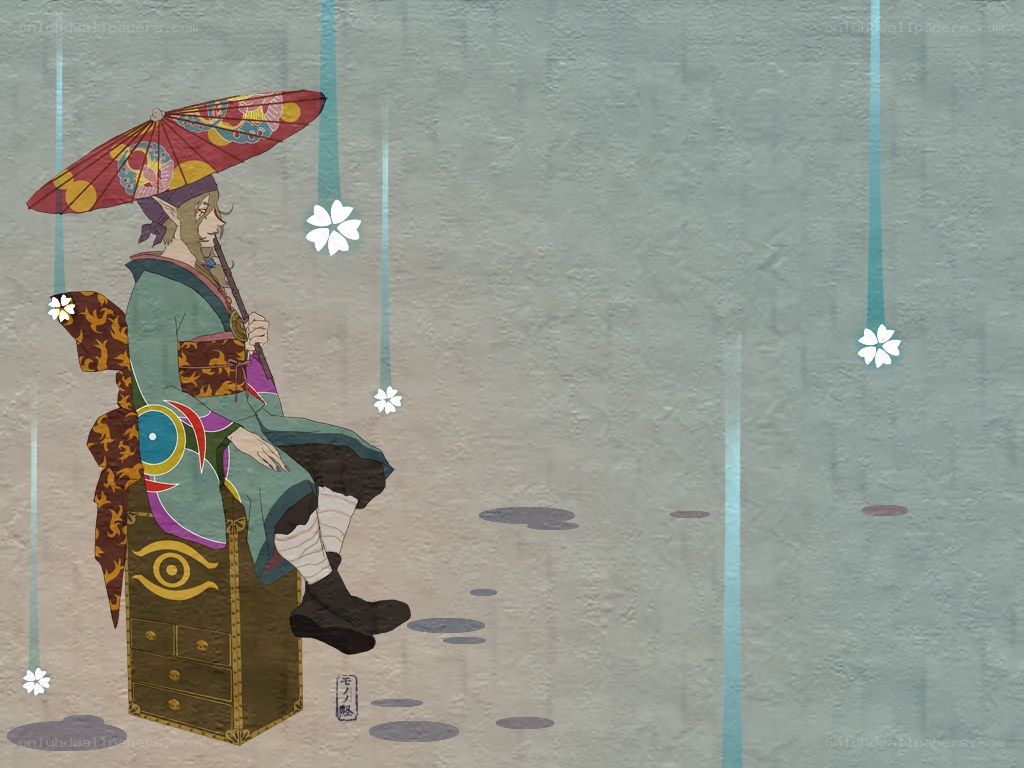 elf with umbrella in rain