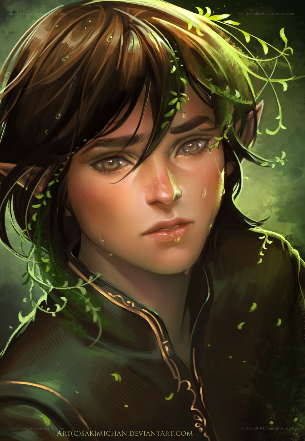 elf with vines and tears