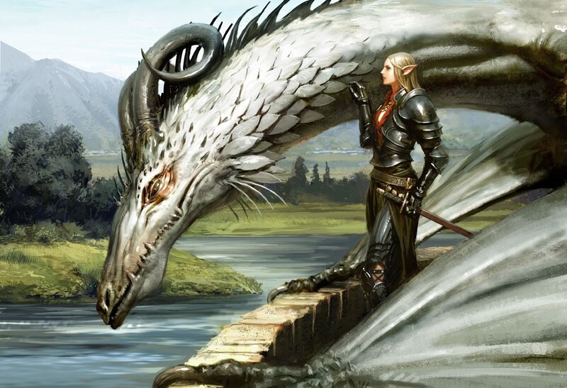 elf with white dragon