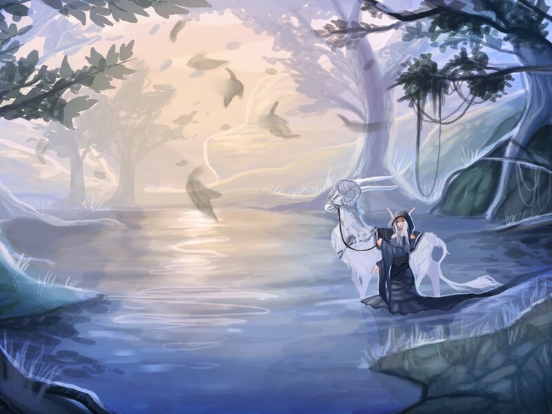 Elf with White Goat