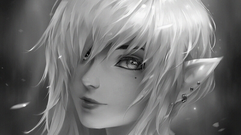 Elf with White Hair — Black