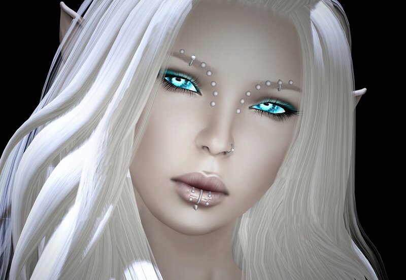 Elf with White Hair — Dramatic, 3d Render, Piercings