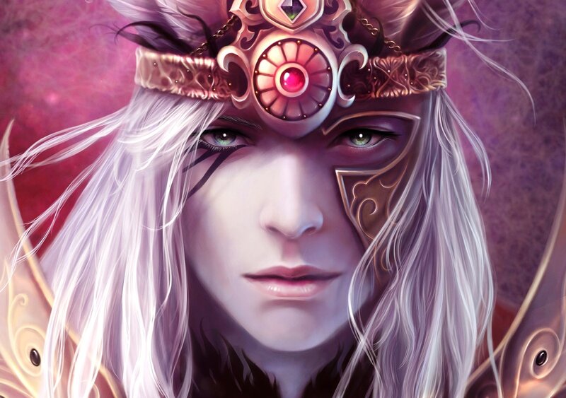 Elf with White Hair — Purple