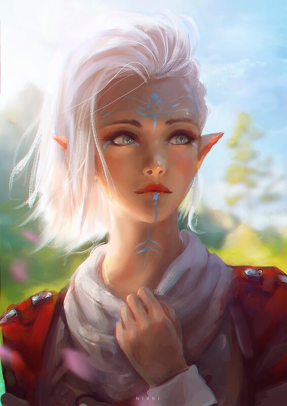 Elf with White Hair — Red