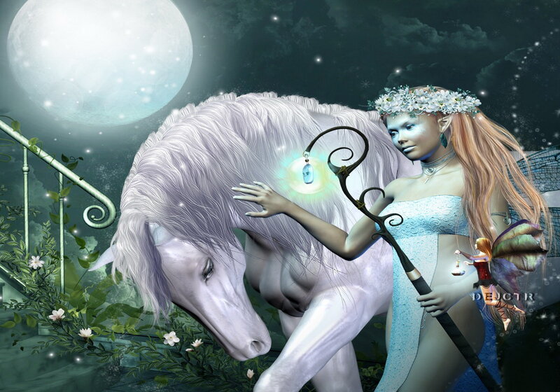 Elf with White Horse — Serene
