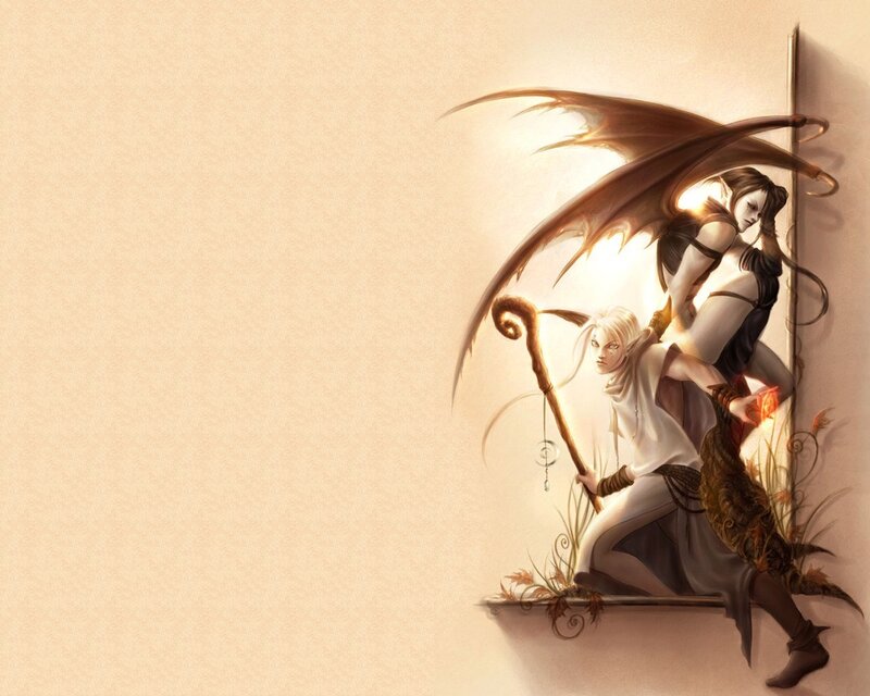 Elf with Wings and Staff — Beige