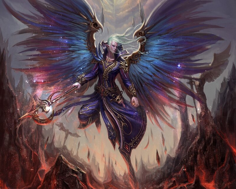 Elf with Wings and Staff — Purple