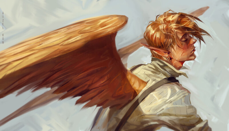 Elf with Wings — Brown, Dramatic