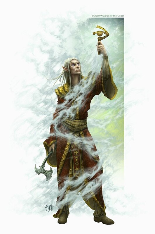 Elf Wizard with Staff — White