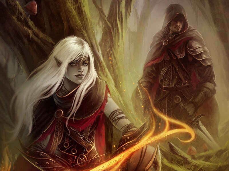 Elf Woman and Man in Forest