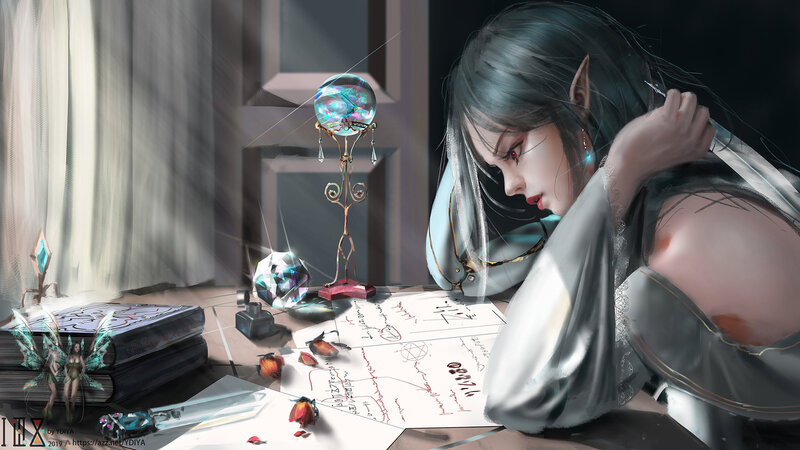 Elf Woman at Desk