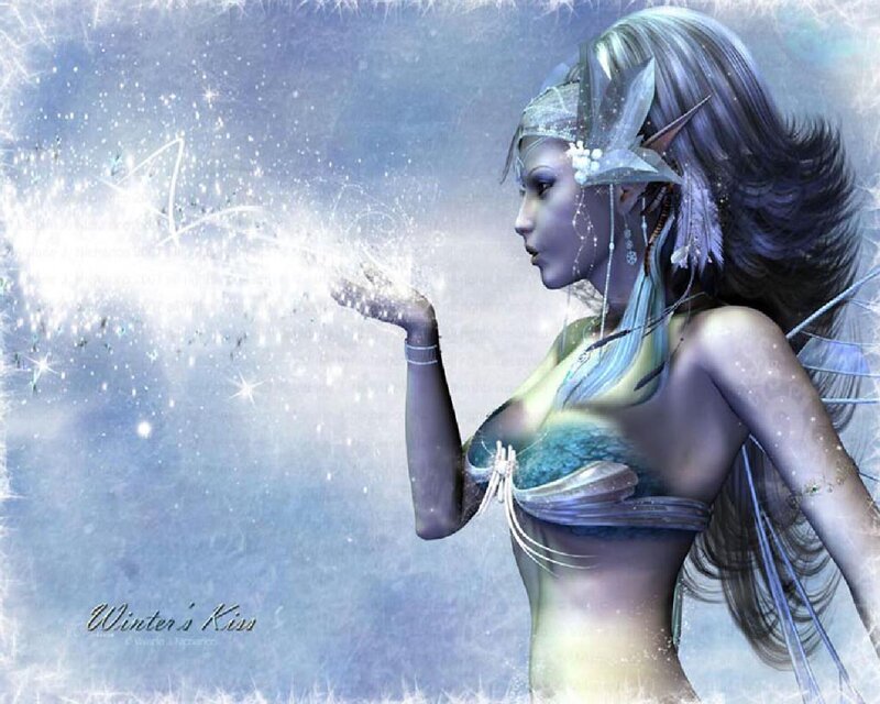 Elf Woman Blowing Snow