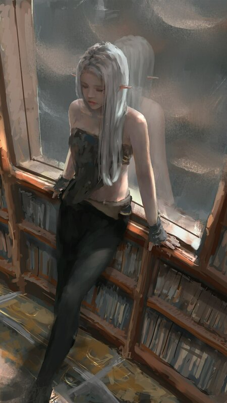 Elf Woman by Window — Gray