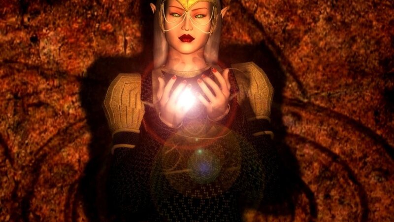 Elf Woman Casting Spell — Brown
