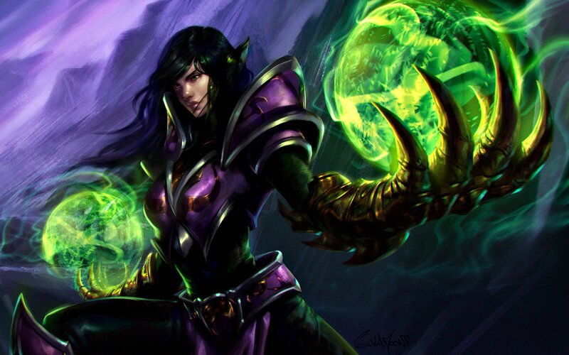 Elf Woman Casting Spell — Purple, Dramatic, Digital Art, Magic Sphere