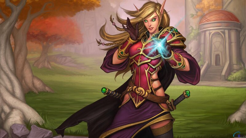 Elf Woman Casting Spell — Purple, Dramatic