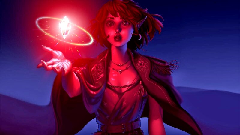 Elf Woman Casting Spell — Red, Dramatic