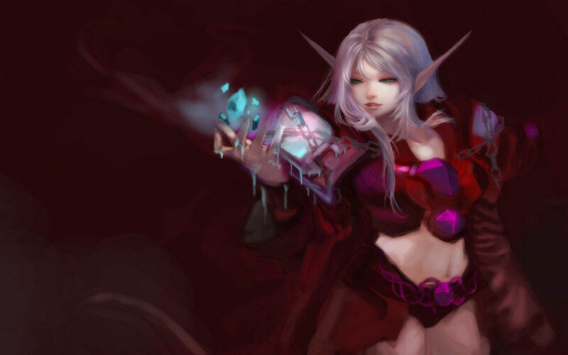 Elf Woman Casting Spell — Red