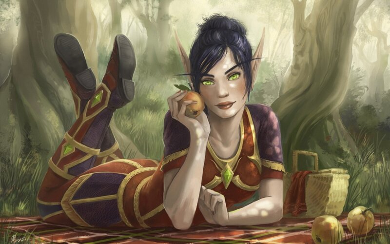 Elf Woman Eating Apple