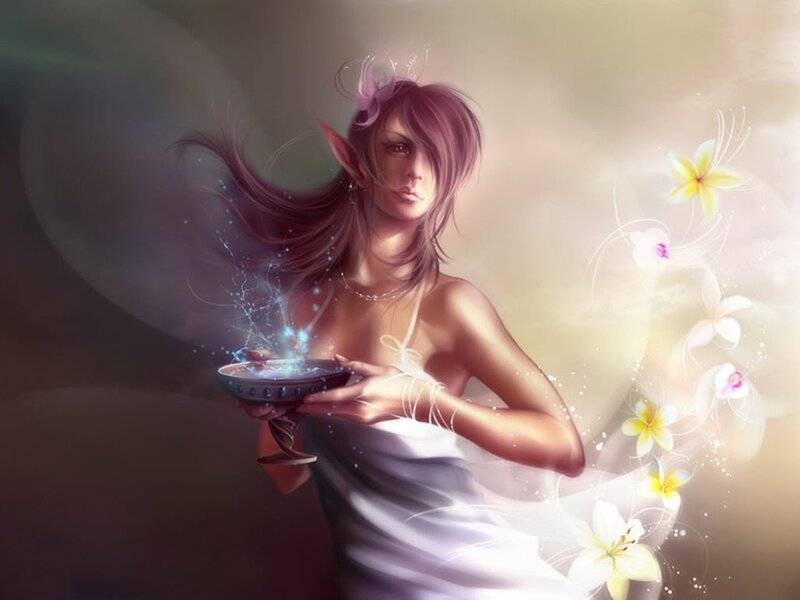 Elf Woman Holding Bowl