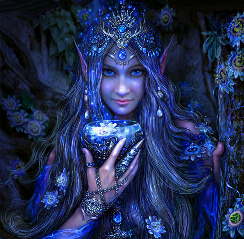 Elf Woman Holding Cup