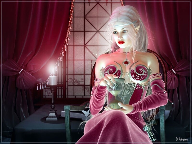 Elf Woman Holding Hourglass