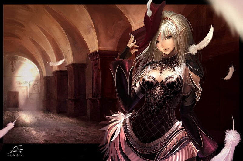 elf woman in a castle corridor