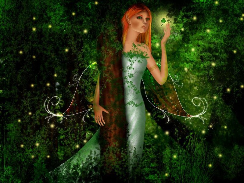 elf woman in a green forest