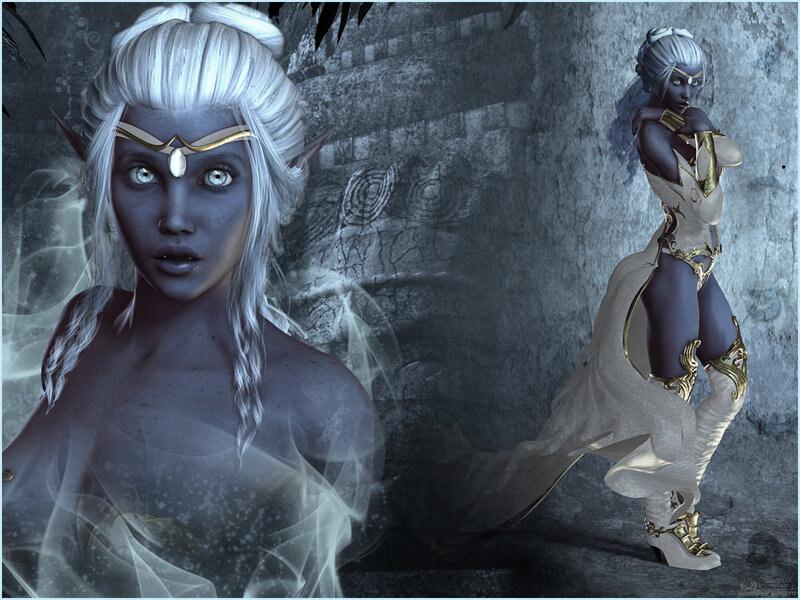 elf woman in ancient ruins