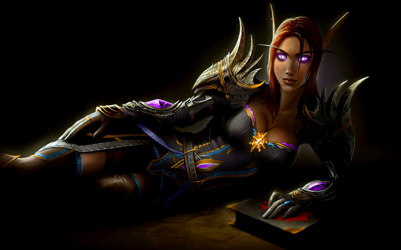 Elf Woman in Armor — Black, Dramatic, Night