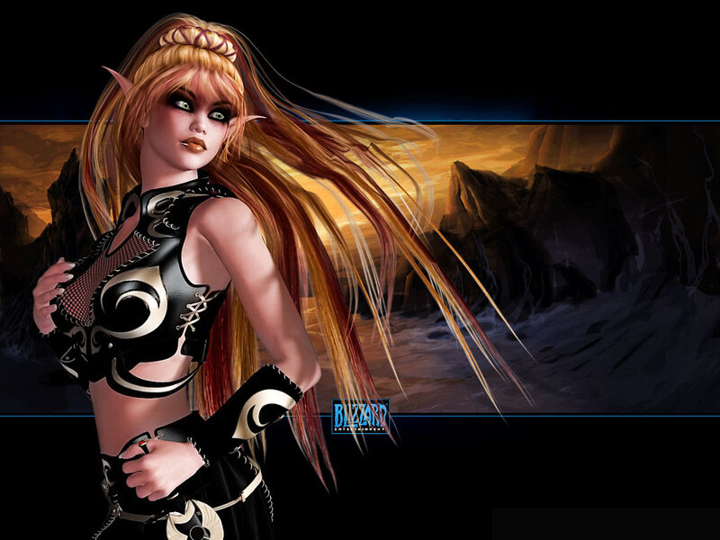 Elf Woman in Armor — Black, Dramatic, Sunset