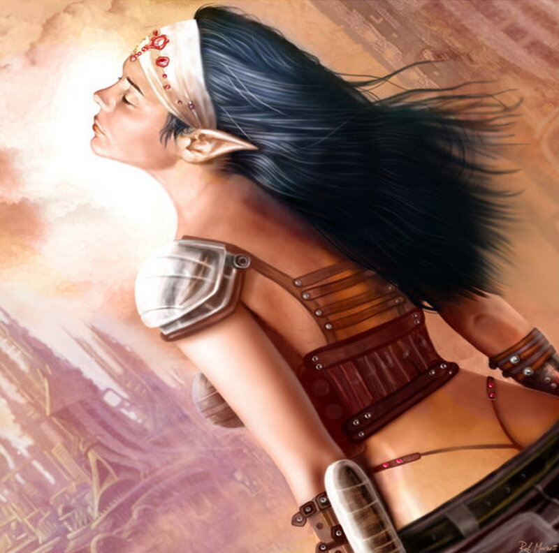 Elf Woman in Armor — Brown