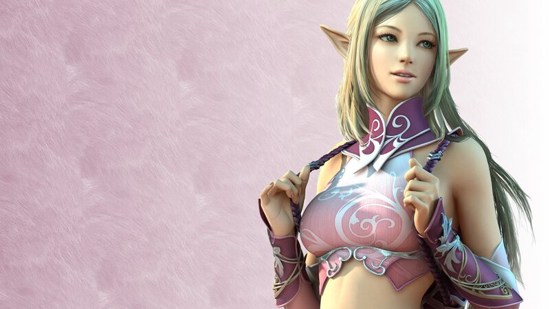 Elf Woman in Armor — Pink, Calm, 3d Render, Ears