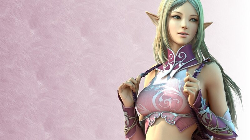Elf Woman in Armor — Pink, Calm