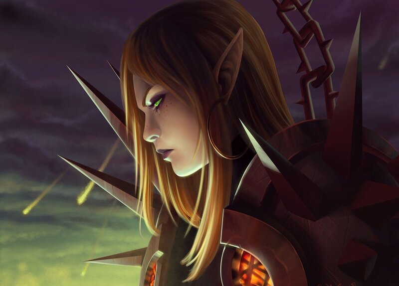 Elf Woman in Armor — Purple