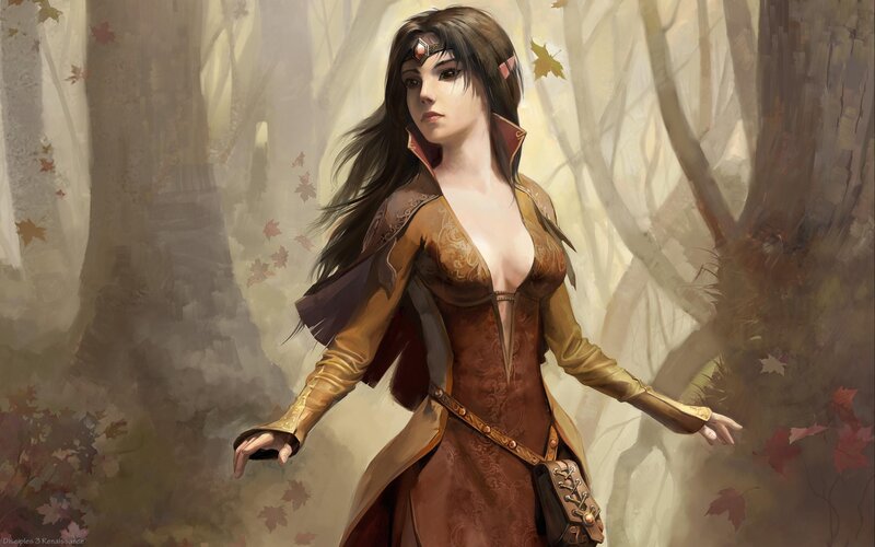 elf woman in autumn forest
