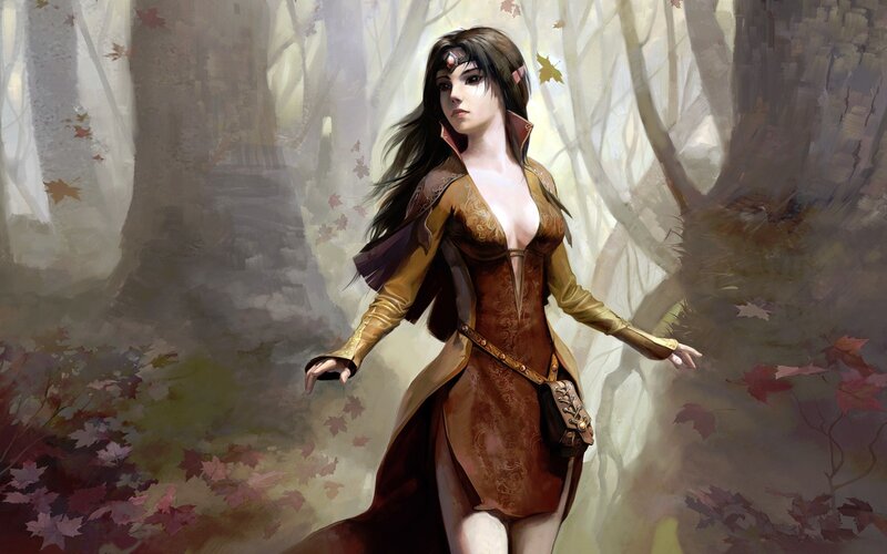 elf woman in autumn forest