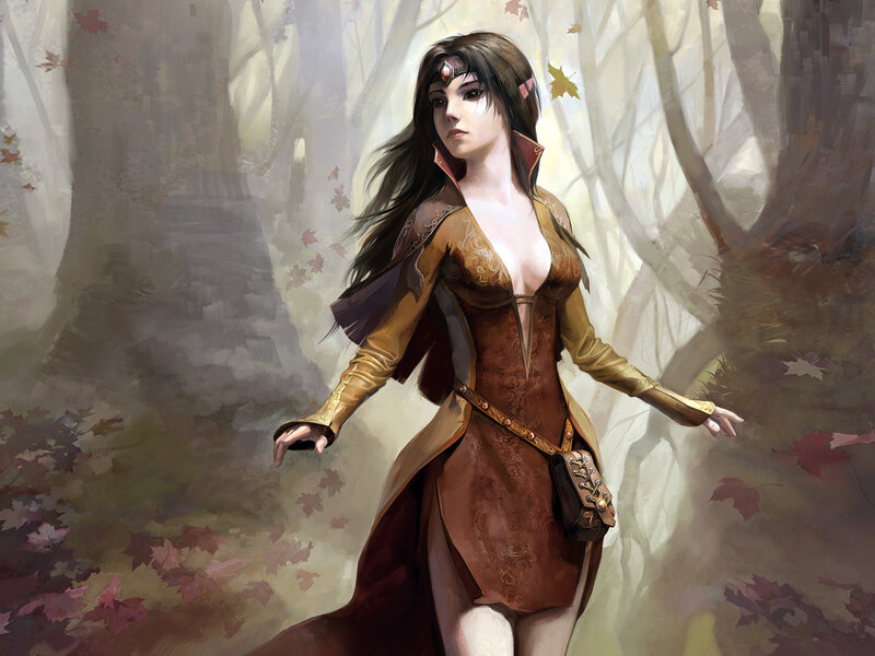 elf woman in autumn forest