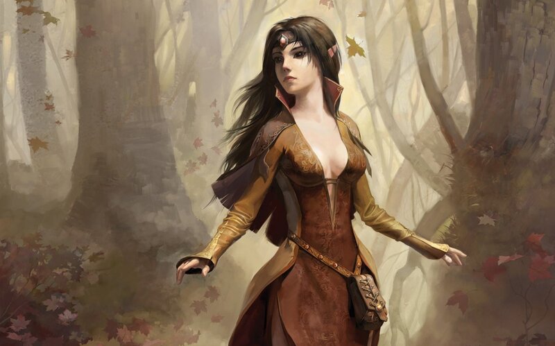 elf woman in autumn forest