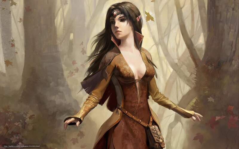 elf woman in autumn forest