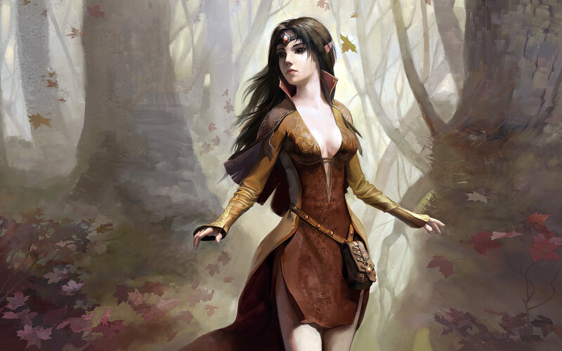 elf woman in autumn forest