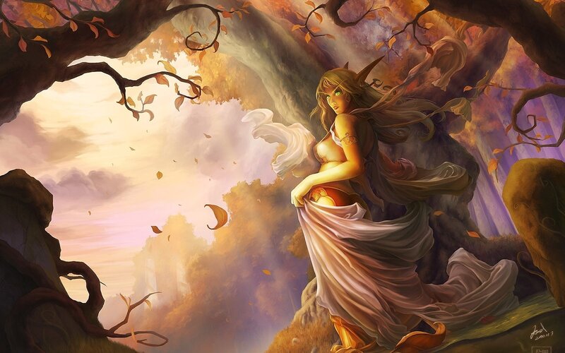 elf woman in autumn forest