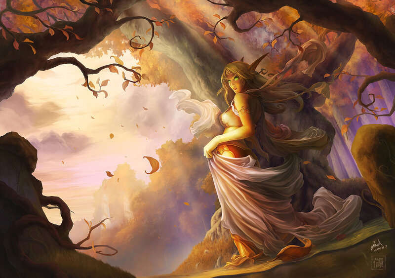 elf woman in autumn forest