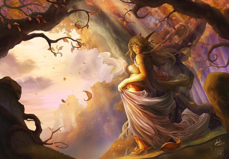 elf woman in autumn forest
