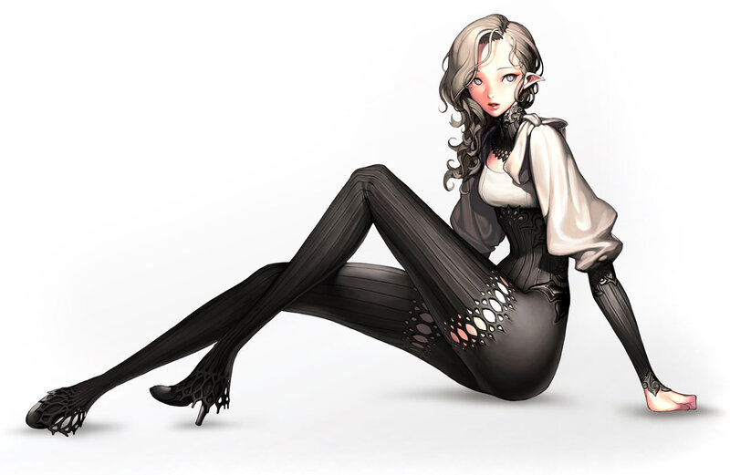 Elf Woman in Black Leggings