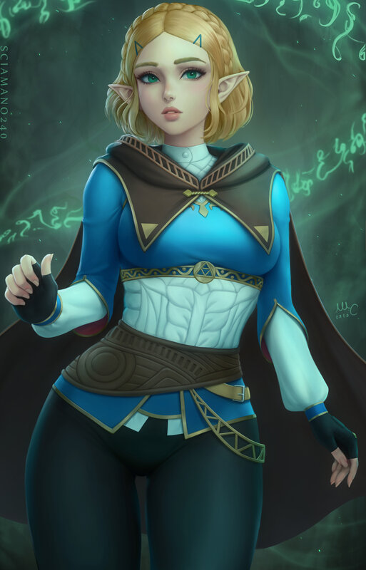 Elf Woman in Blue Armor — Dramatic