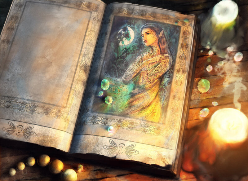 Elf Woman in Book Illustration
