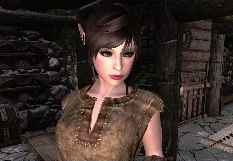 Elf Woman in Brown Tunic